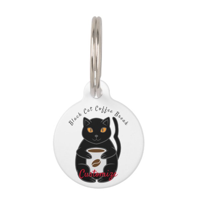Black Cat Coffee Break Thunder_Cove  Pet Tag (Front)