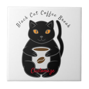 Black Cat Coffee Break Thunder_Cove Tile