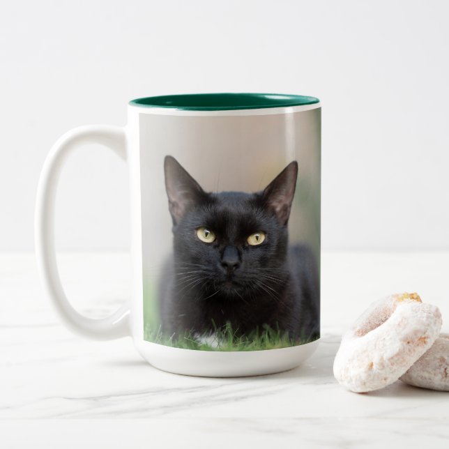 black cat - coffee mug (With Donut)