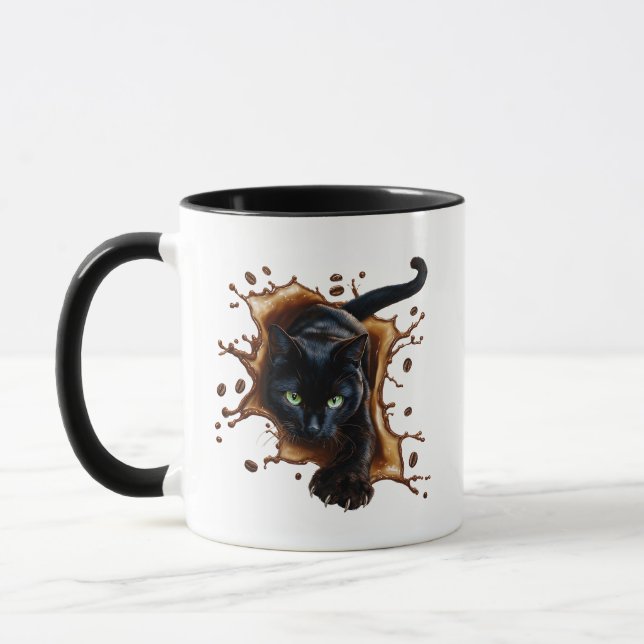 Black Cat Coffee Splash Mug (Left)
