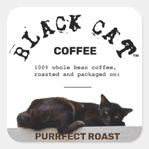 Black Cat Coffee Square Sticker