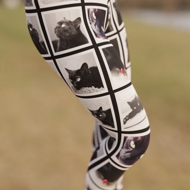 Black Cat Collage Framed Pet Photo Leggings (Photo Collage Framed Pet Picture Leggings just for you. Add your photos!)