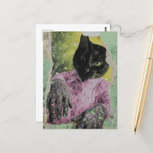 Black Cat Collage Postcard