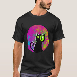 Black cat coloured background glowing eyes T-Shirt
