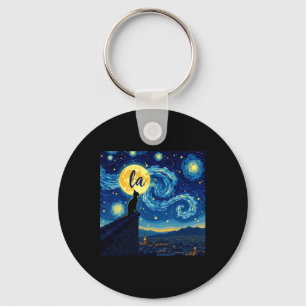Black Cat Comma La Kamala Harris Halloween Starry  Key Ring