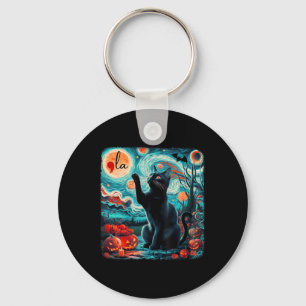 Black Cat Comma La Kamala Harris Halloween Starry Key Ring