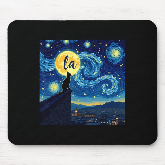Black Cat Comma La Kamala Harris Halloween Starry  Mouse Mat (Front)