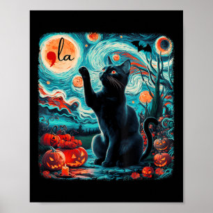Black Cat Comma La Kamala Harris Halloween Starry Poster