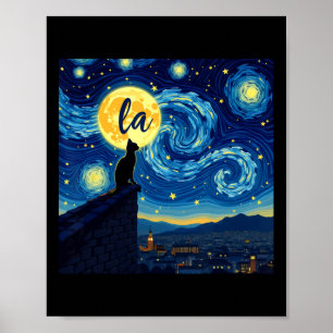 Black Cat Comma La Kamala Harris Halloween Starry Poster