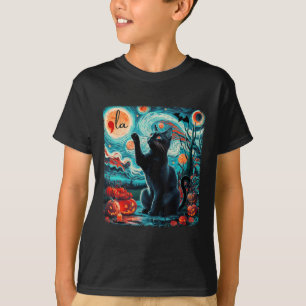 Black Cat Comma La Kamala Harris Halloween Starry  T-Shirt