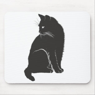 Black Cat Computer Mouse Mat IT Office Work