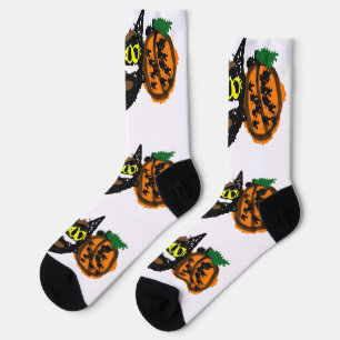 Black Cat cool pumpkin path Socks
