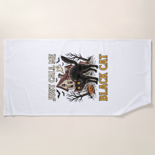 Black Cat Costume Haunted House Funny Halloween Sh Beach Towel