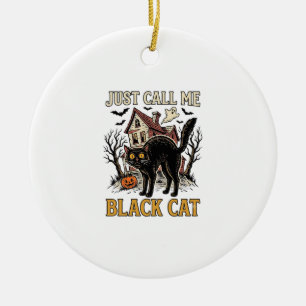 Black Cat Costume Haunted House Funny Halloween Sh Ceramic Tree Decoration
