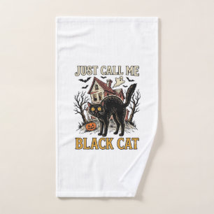 Black Cat Costume Haunted House Funny Halloween Sh Hand Towel