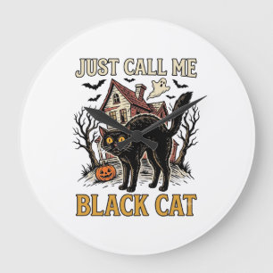 Black Cat Costume Haunted House Funny Halloween Sh Large Clock
