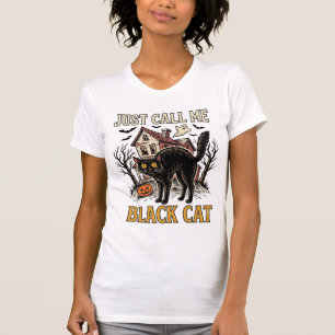 Black Cat Costume Haunted House Funny Halloween Sh T-Shirt