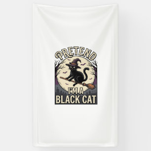 Black Cat Costume Vintage Halloween Witch Cat Shir Banner