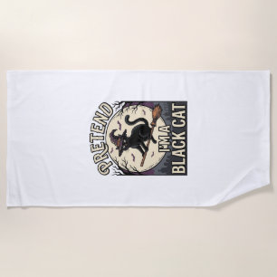 Black Cat Costume Vintage Halloween Witch Cat Shir Beach Towel