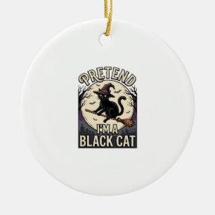 Black Cat Costume Vintage Halloween Witch Cat Shir Ceramic Tree Decoration