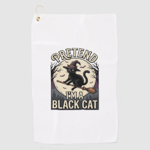 Black Cat Costume Vintage Halloween Witch Cat Shir Golf Towel