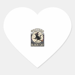 Black Cat Costume Vintage Halloween Witch Cat Shir Heart Sticker
