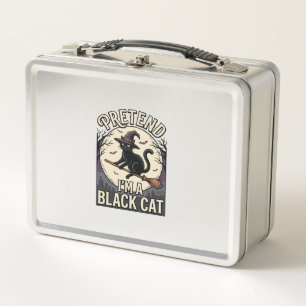 Black Cat Costume Vintage Halloween Witch Cat Shir Metal Lunch Box