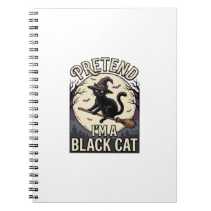 Black Cat Costume Vintage Halloween Witch Cat Shir Notebook