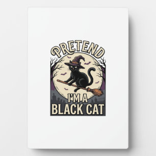 Black Cat Costume Vintage Halloween Witch Cat Shir Plaque