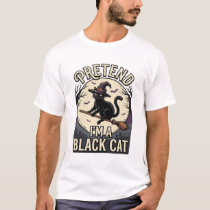 Black Cat Costume Vintage Halloween Witch Cat Shir T-Shirt