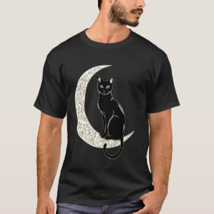 Black Cat Crescent Moon Magical Aesthetic T-Shirt