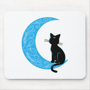 Black Cat Crescent Moon Sailor Mum Mouse Mat