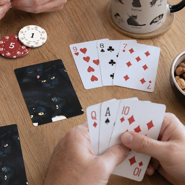Black Cat Cuddle Pile Felines Cute Playing Cards (Creator Uploaded)