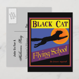 Black Cat Custom Halloween Invitation Postcard