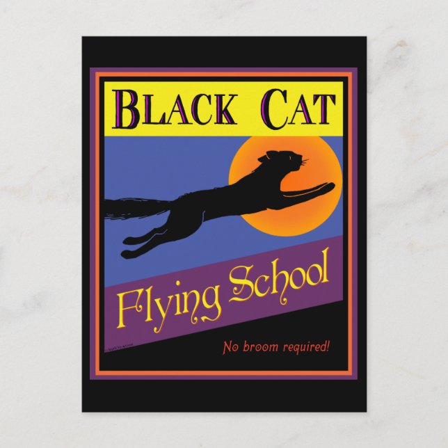 Black Cat Custom Halloween Invitation Postcard (Front)