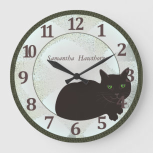 Black Cat Custom Large Round Wall Clock