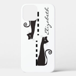 Black Cat Custom Monogram iPhone 12 Pro Case