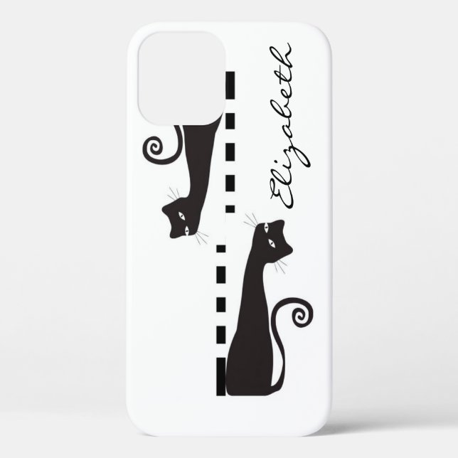 Black Cat Custom Monogram Case-Mate iPhone Case (Back)