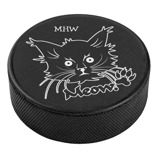 Black Cat custom monogram hockey puck (3/4)