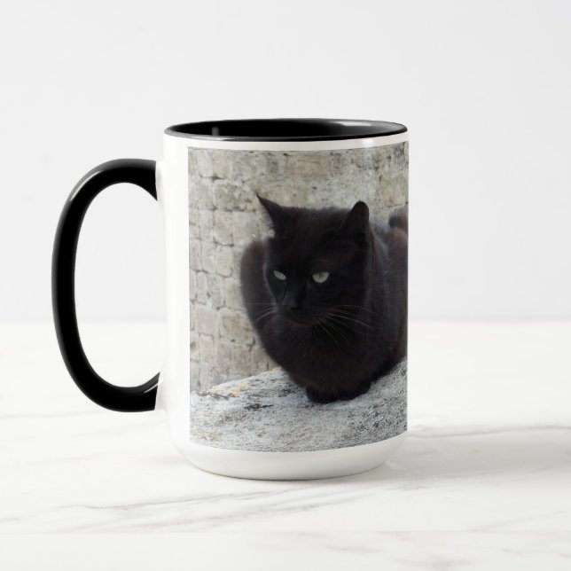 Black Cat custom mug - choose style & colour (Left)