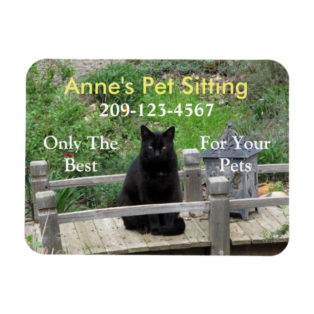 Black Cat Customisable Business Magnet (Horizontal)