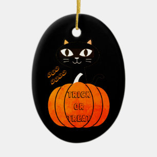 Black Cat Cute Boo Spooky Halloween Ceramic Tree Decoration