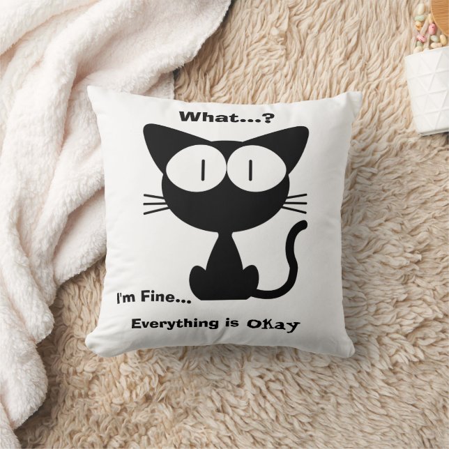 Black Cat, Cute Cat, Cat Pattern,Modern  Cushion (Blanket)