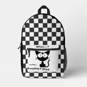 Black Cat, Cute Cat, Cat Pattern ,Modern Printed Backpack