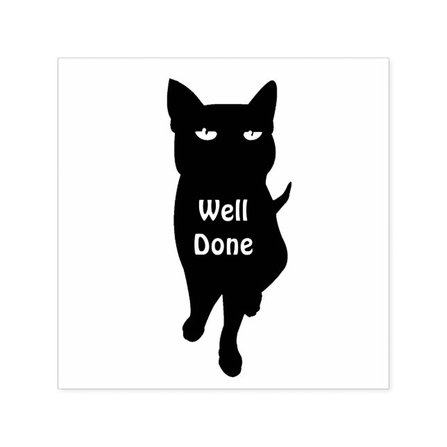 Black cat cute feline self-inking stamp (Design)