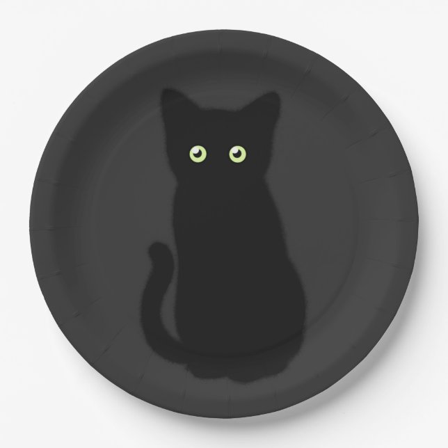 Black cat, cute kitten, spooktacular fun classic  paper plate (Front)