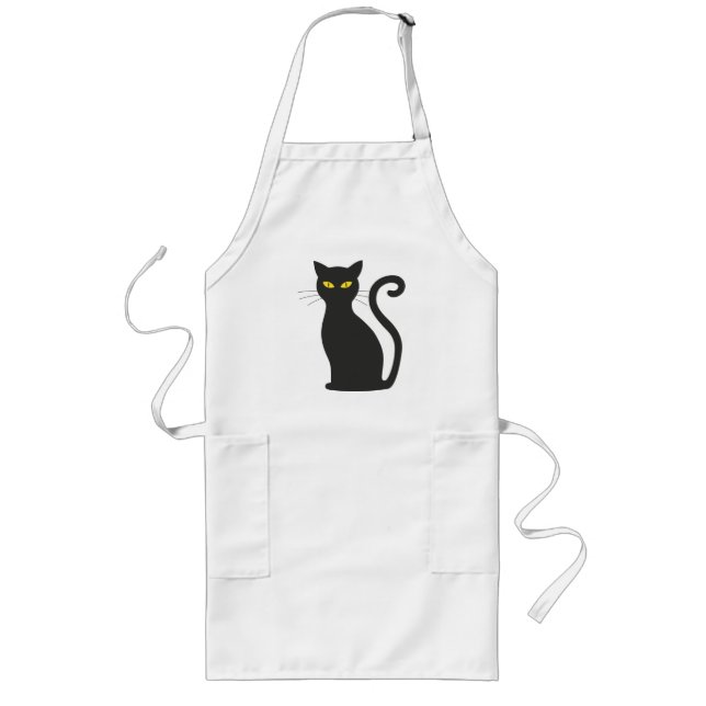 Black Cat Cute Long Apron (Front)