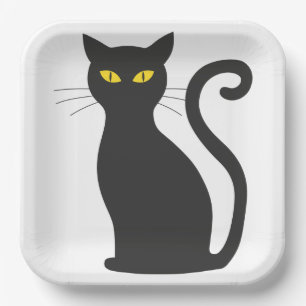 Black Cat Cute Paper Plate