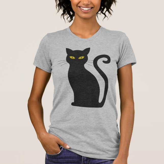 Black Cat Cute T-Shirt (Front)