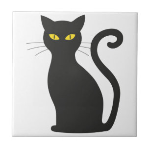 Black Cat Cute Tile